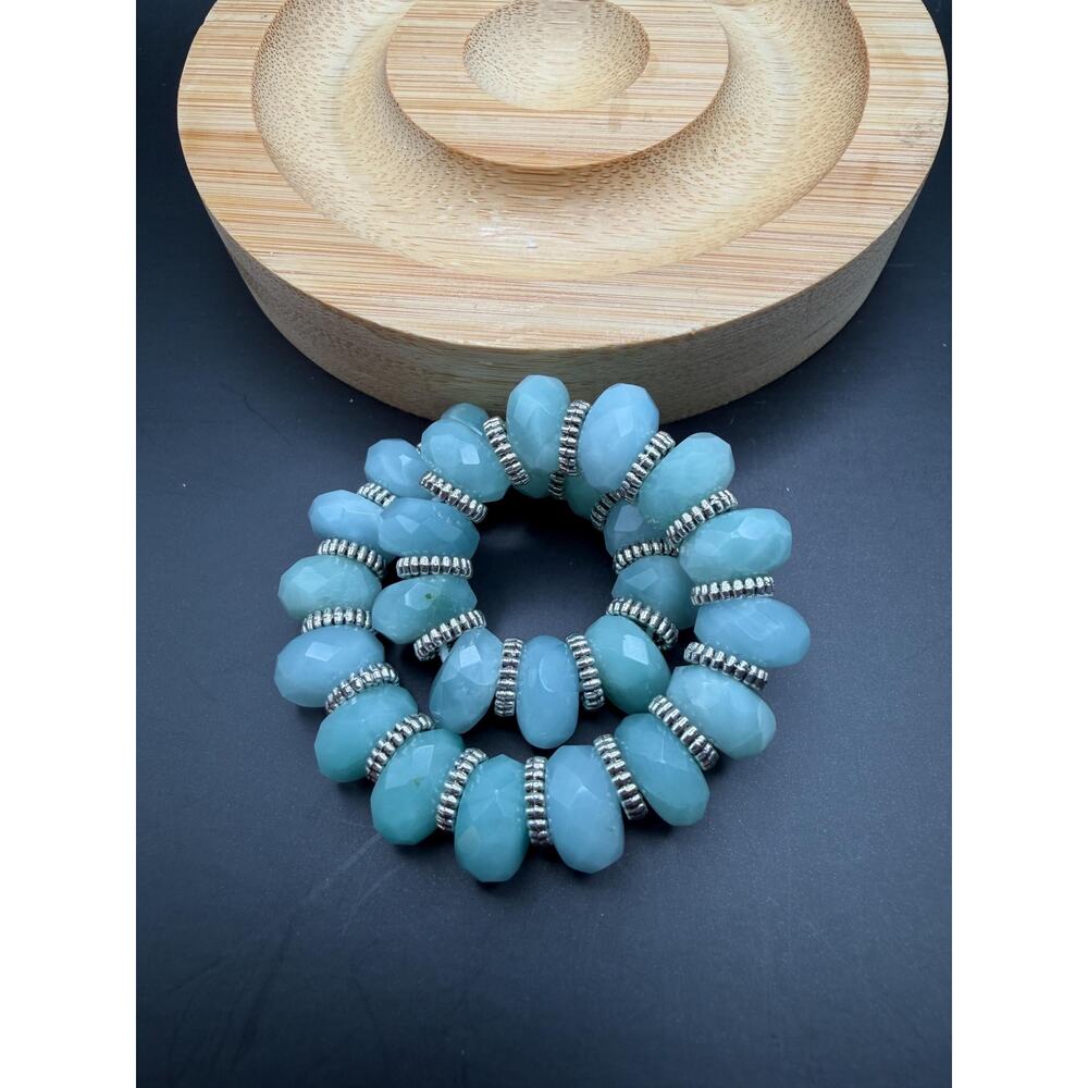Amazonite Faceted Rondelle 10mm Bracelet